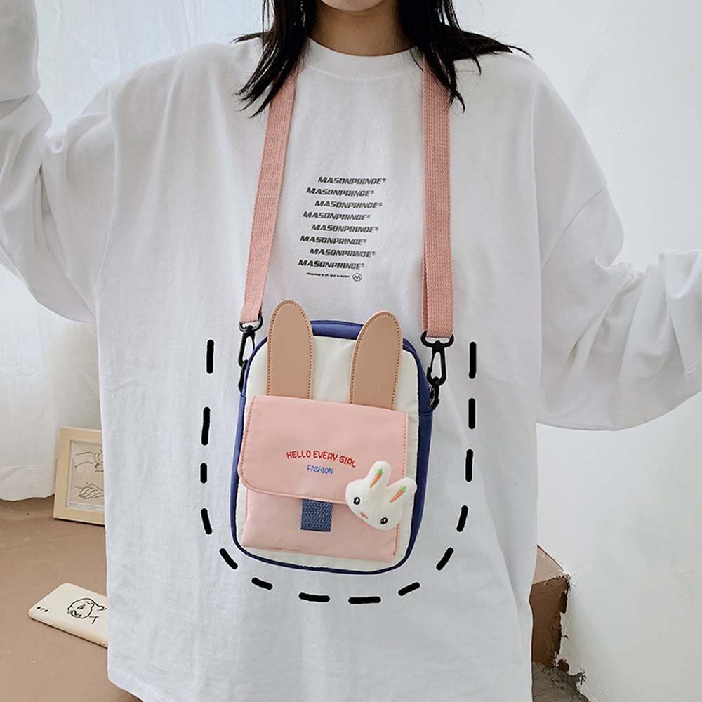Túi đeo chéo mini hình vuông họa tiết hoạt hình dễ thương cho nữ