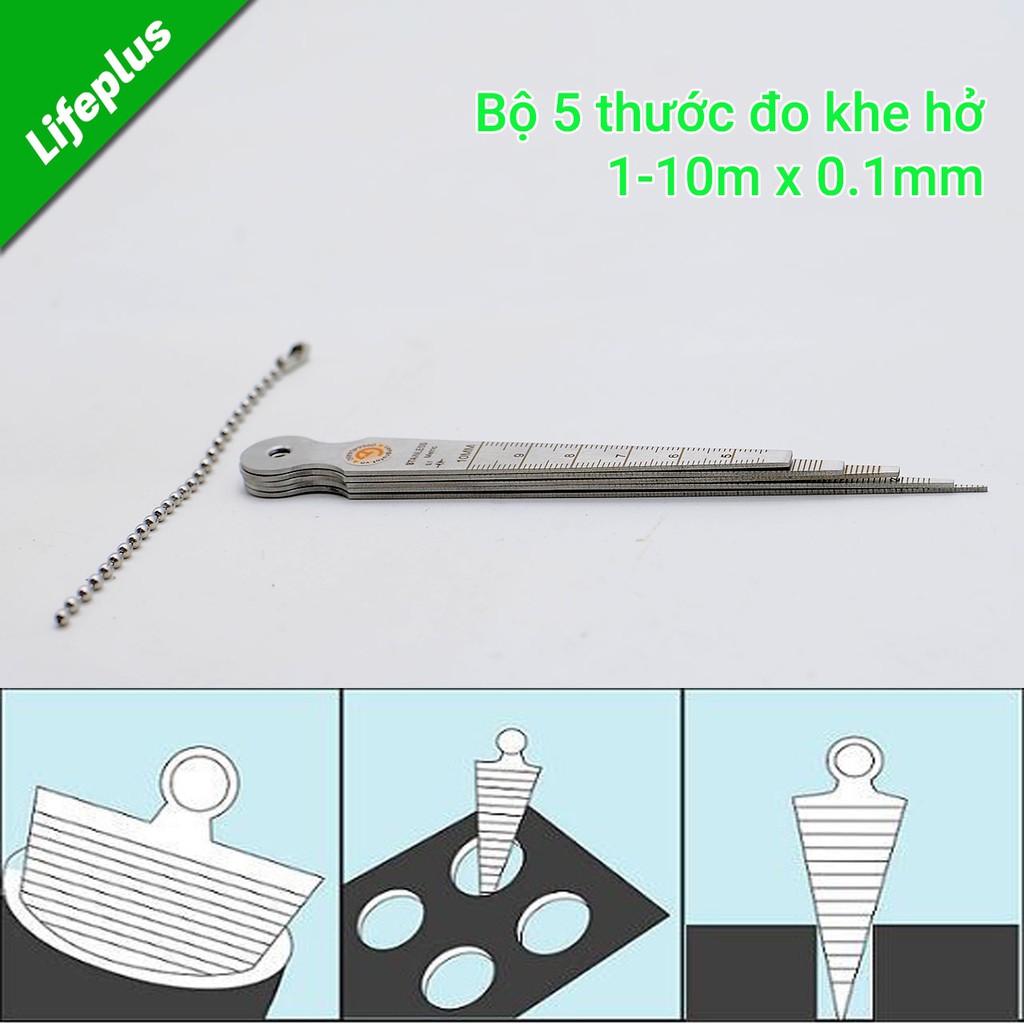 Bộ 5 thước đo khe hở dạng tên 1-10mm độ chính xác 0.1mm