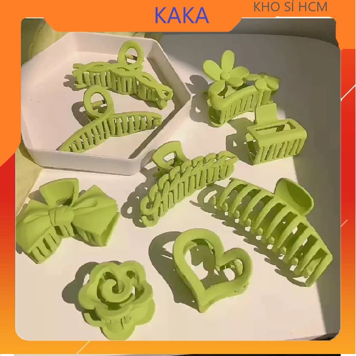 Set 9 kẹp tóc càng cua STYLE KOREA xanh lá cỡ size lớn