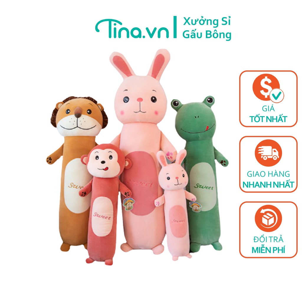 Gối Ôm Hình Thú Gối Tựa Lưng Ếch Thỏ Khỉ Cho Bé Siêu Mịn Co Dãn 4 Chiều Cực Êm Siêu Đáng Yêu 50cm - 95 cm Tina.vn