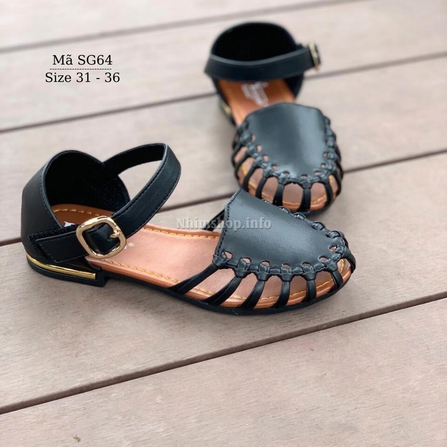 Giày sandal bé gái BibiKids búp bê công chúa dép quai hậu rọ bít mũi cho trẻ em nữ 6 - 12 tuổi đi học êm thời trang SG64