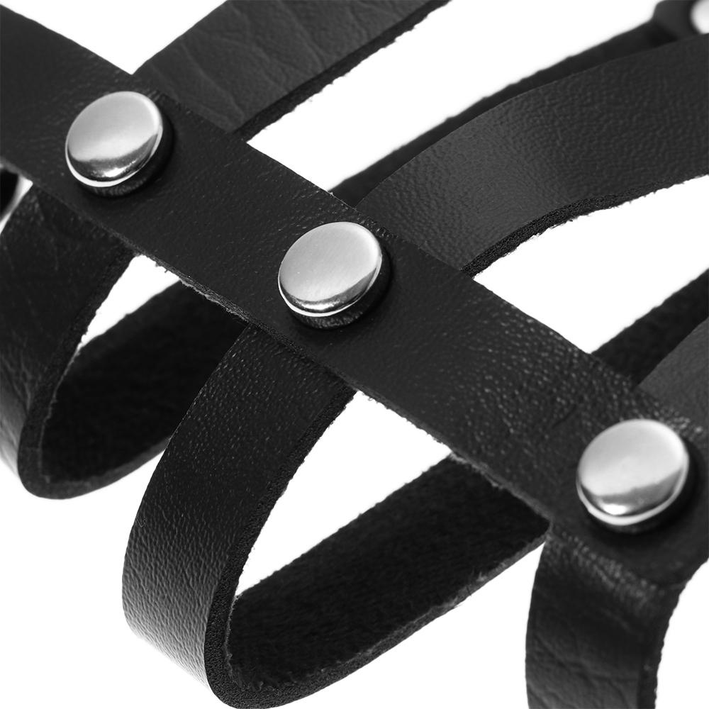 Đai Nịt Bít Tất 3 Hàng Bằng Da Pu Phong Cách Gothic Punk