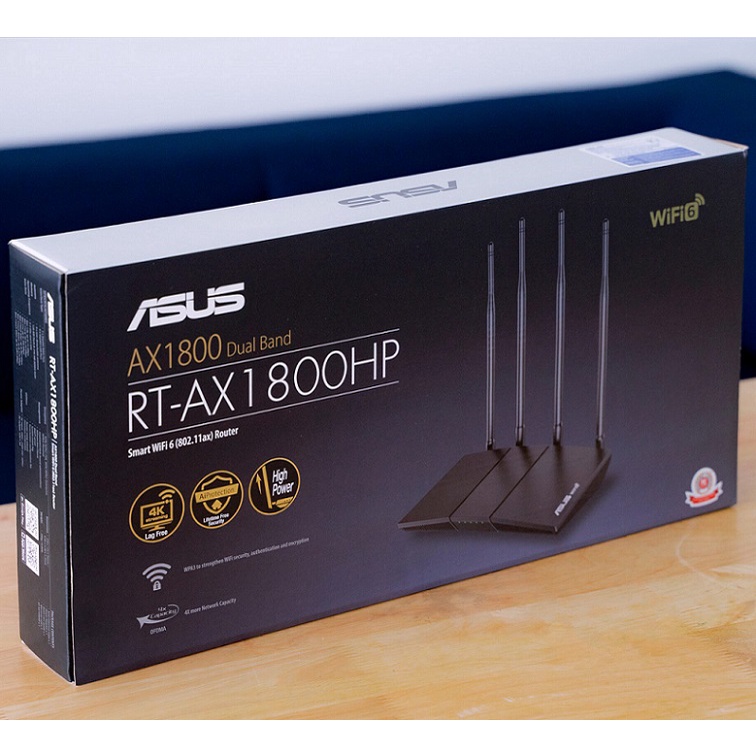 Bộ Phát WiFi6 Xuyên Tường Asus Chuẩn AX1800Mbps RT-AX1800HP 4 Ăng Ten Lan Gigabit , Hàng Mới Chính Hãng BH36T