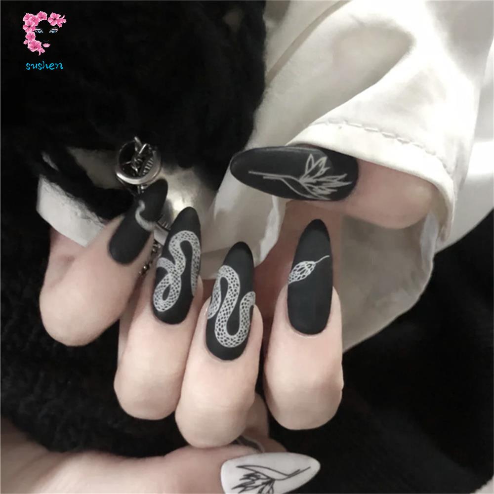 Set 24 Móng Tay Giả Họa Tiết Rắn Độc Đáo Thời Trang