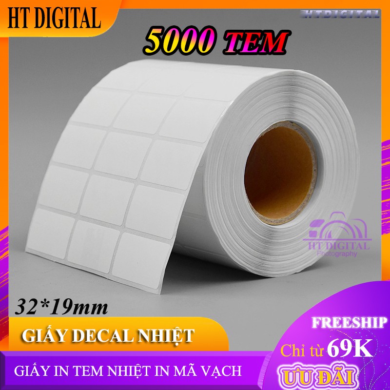 Giấy Decal In Tem Nhiệt 32*19 5000tem Giấy In Mã Vạch Nhiệt 32x19