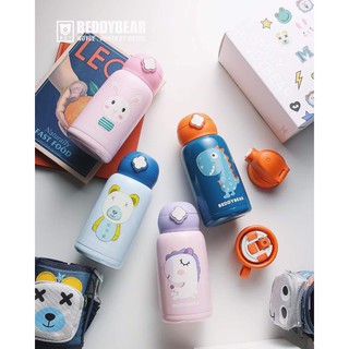 Bình giữ nhiệt cho bé họa tiết đáng yêu, Bình nước giữ nhiệt cao cấp Beddy Bear 3 nắp nhập khẩu chính hãng