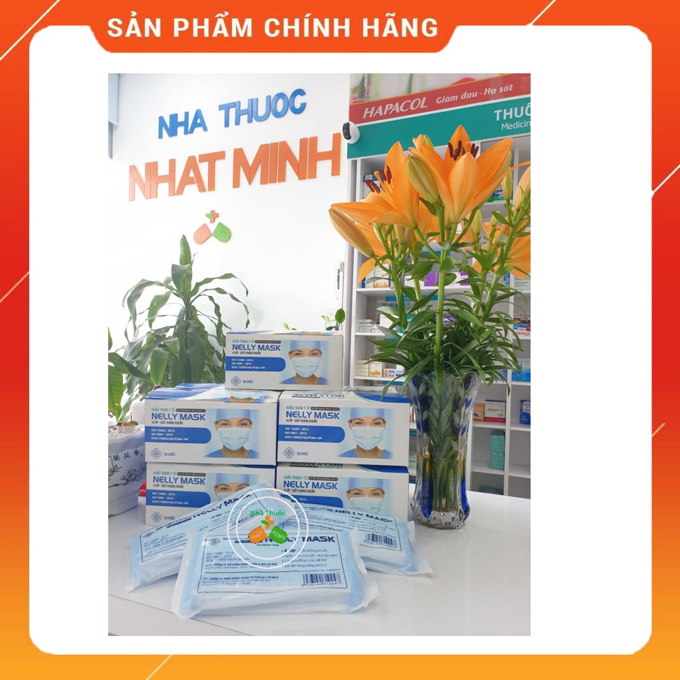 Khẩu Trang Y Tế Vô Trùng NELLY MASK 4 Lớp Màu Xanh Kháng Khuẩn Cao Cấp H50c