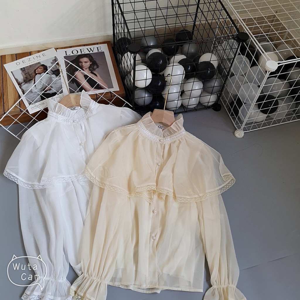 A488- SƠ MI NỮ DÀI TAY VON 2 MÀU