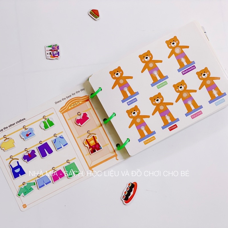 Học liệu bóc dán Montessori 17 chủ đề 34 trang bóc dán nhiều lần, Busy book giáo dục sớm Montessori