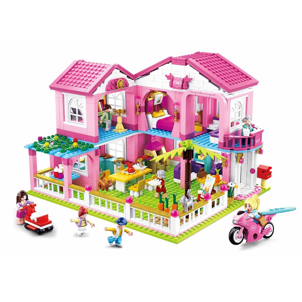 896 CÁI Sluban 0721 Friends Series City Girl Garden Villa House Building Blocks Tương thích lego Đồ chơi cho bé gái tự làm cho trẻ em
