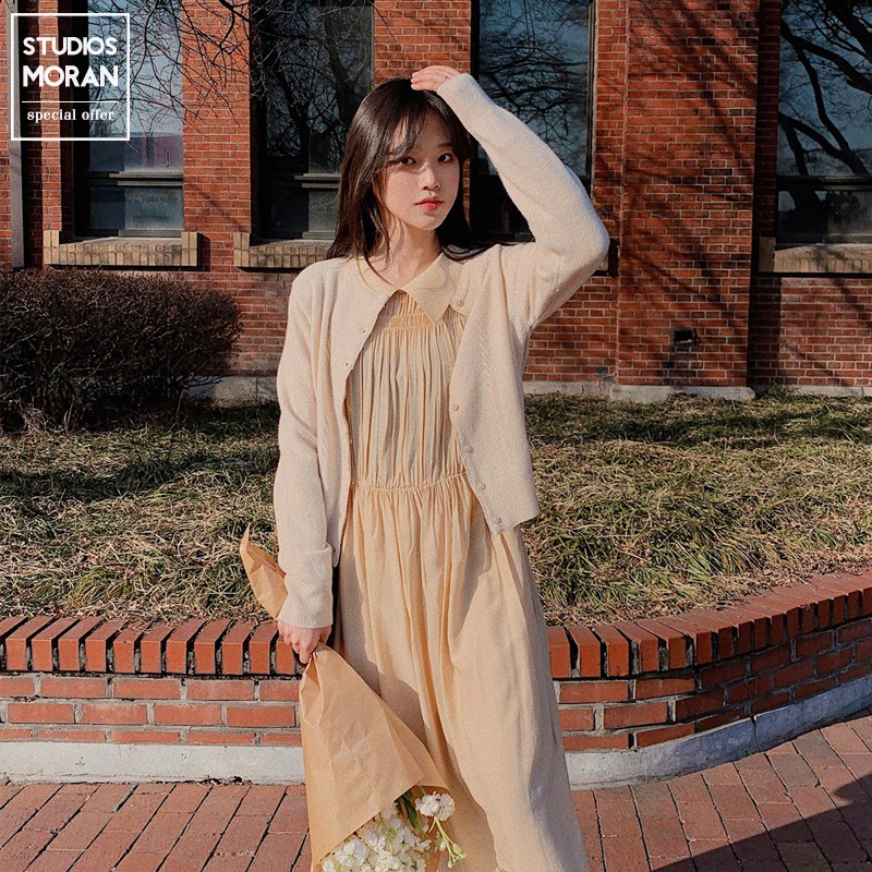 (ORDER) Áo khoác carigan len mỏng cổ tròn cài khuy mùa thu MORAN nhẹ nhàng thanh lịch Korea | BigBuy360 - bigbuy360.vn