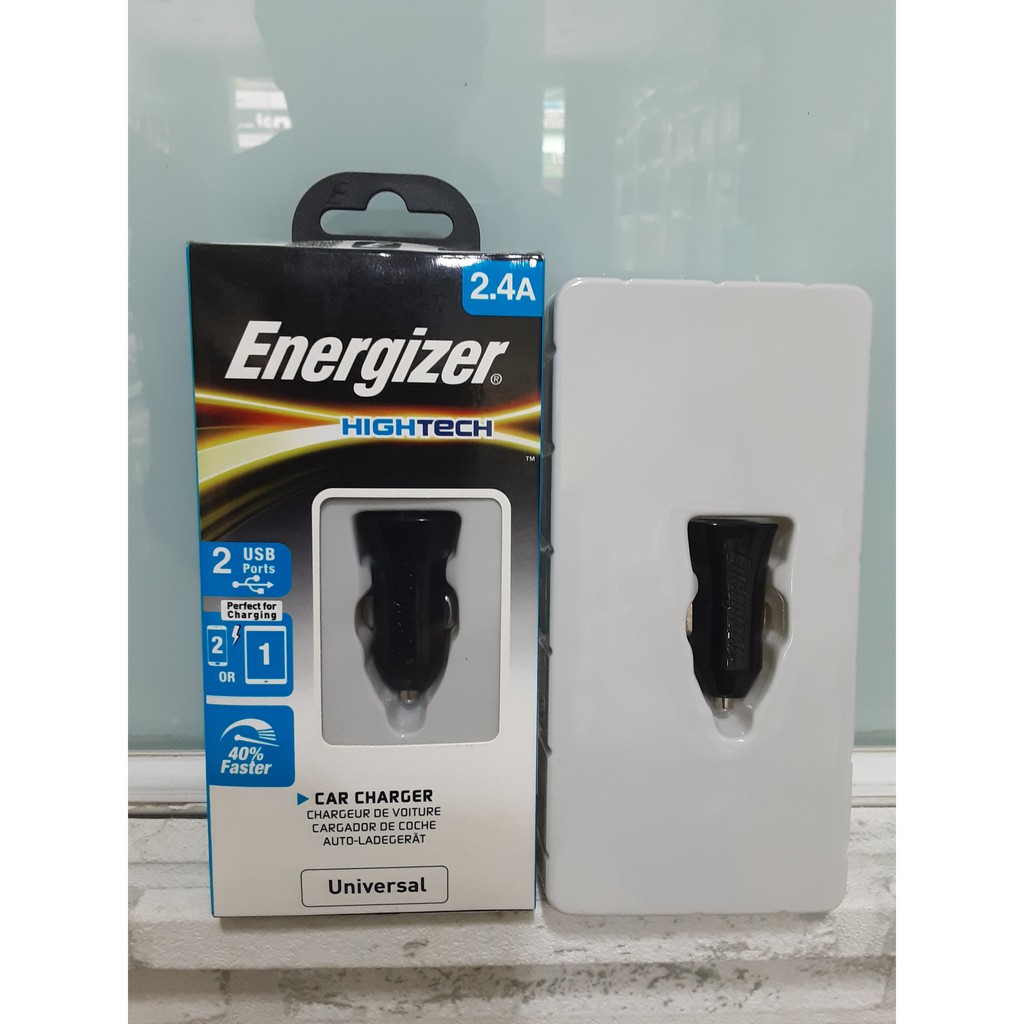 Tẩu sạc ô tô Energizer DCA2BH 2 cổng USB ra với chip thông minh điều chỉnh tương thích các thiết bị sạc [ Chính hãng ]