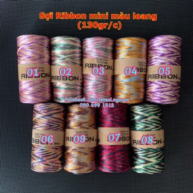 Combo 10 cuộn Sợi Ribbon mini màu loang