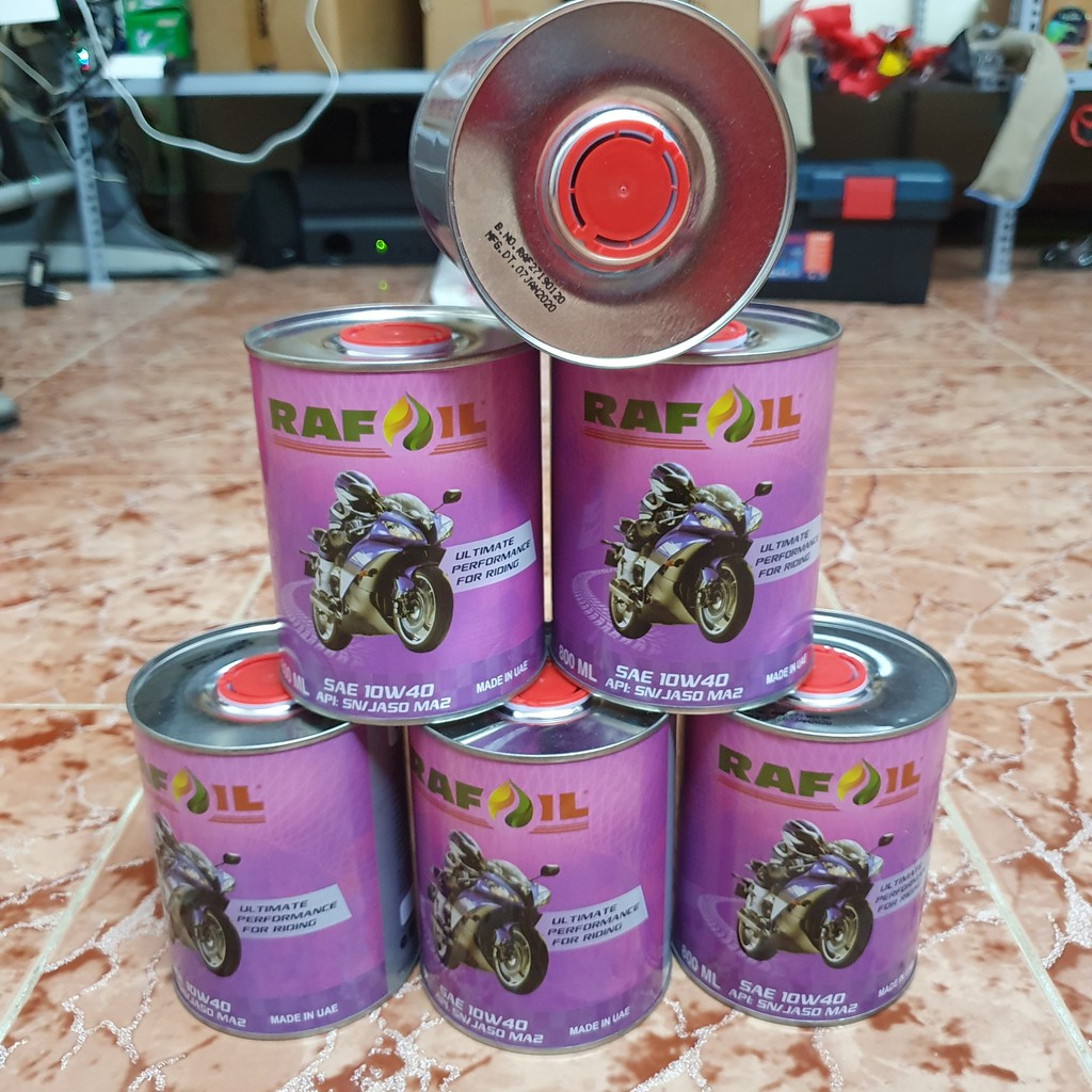 Combo 6 Lon Nhớt Full Tổng Hợp RAFOIL 10W40 800ml - Ultimate Performance For Riding - Made in UAE (Ả Rập)