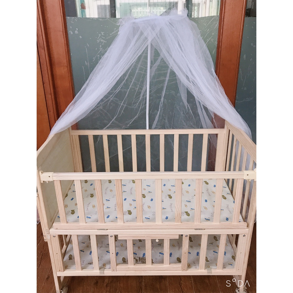 Cũi Gỗ Cho Bé 2 Tầng . Nôi Cũi Cho Bé 6in1 Quây Cũi Hoàng Gia-Kiwi.baby.shop