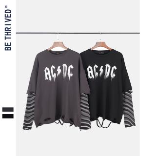 Áo Thun Tay Dài Kẻ Sọc Phong Cách Âu Mỹ Cho Nam Nữ