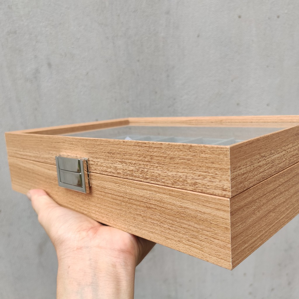Hộp đựng 12 đồng hồ, hộp đựng đồng hồ 12 ngăn bằng gỗ - W149