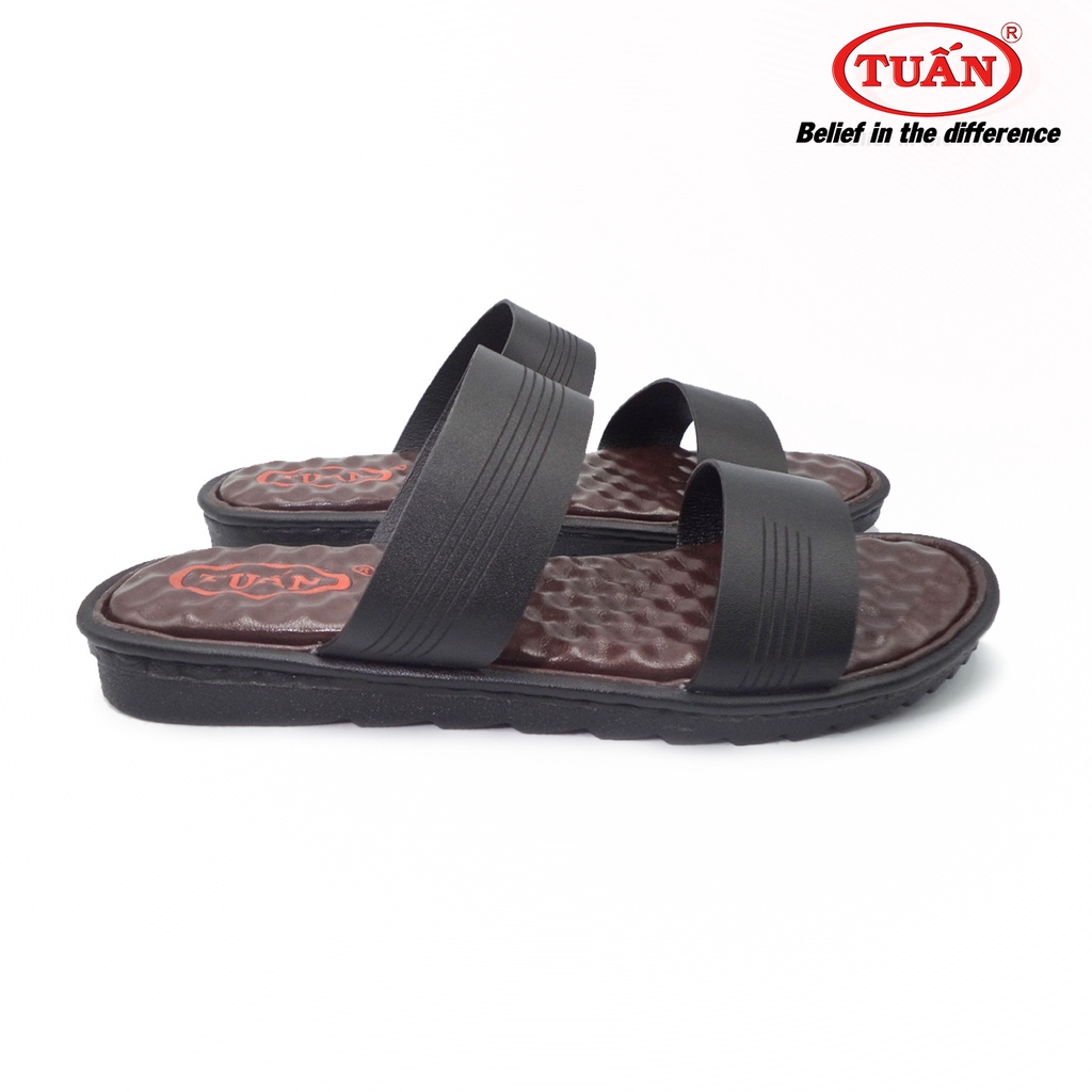 Dép da nam dép quai ngang da tự nhiên mặt mát xa thương hiệu Tuấn DXHU-05H