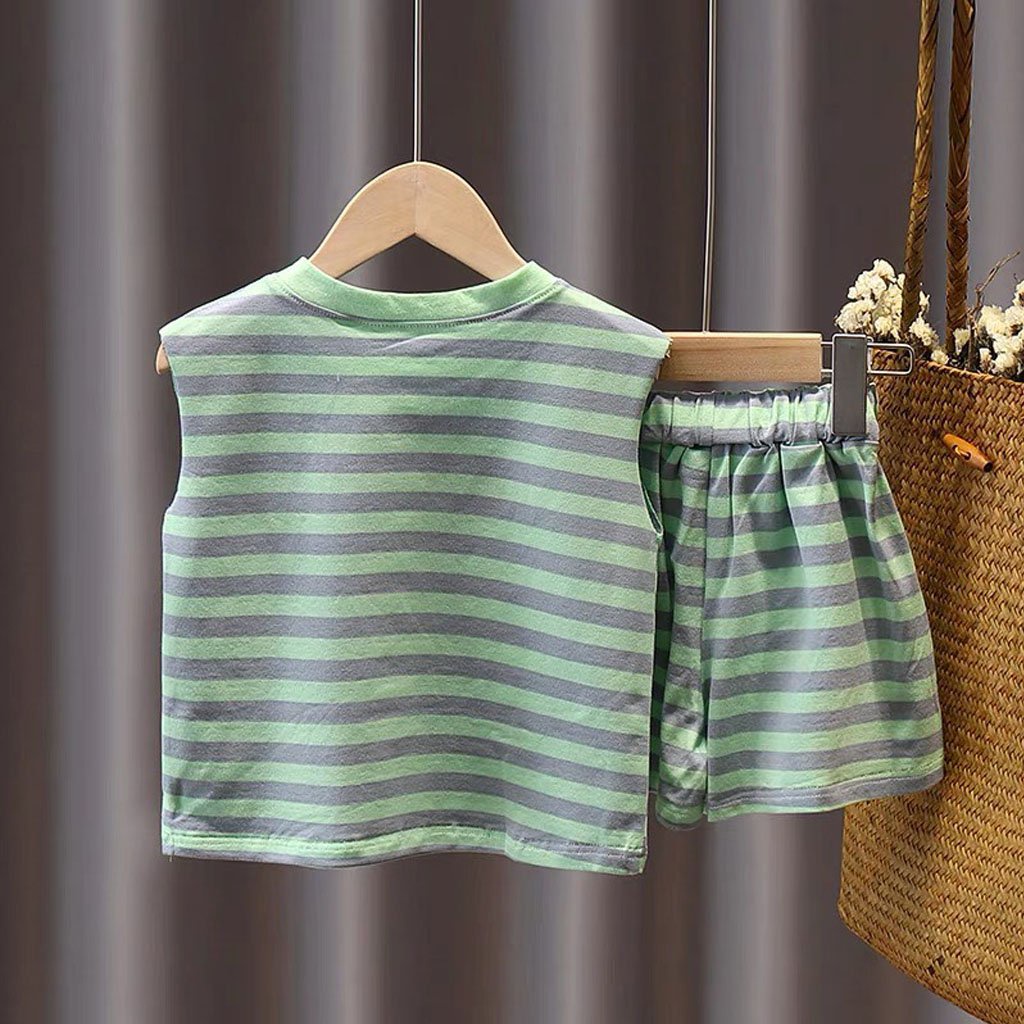 Bộ Sát Cho Bé Gái, Bộ Ba Lỗ Kẻ In Hình Micky Cho Bé Trai, Bé Gái Chất Cotton từ 7-26kg SÂU SHOP