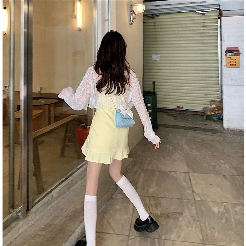 Áo Khoác Cardigan Mỏng Phối Ren Màu Trắng Thời Trang Mùa Hè 2022 Cho Nữ