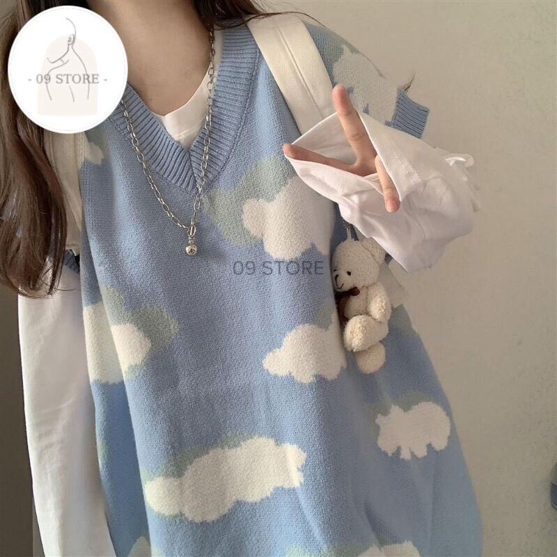 Áo len mùa đông, gilê len đám mây phong cách Hàn Quốc
