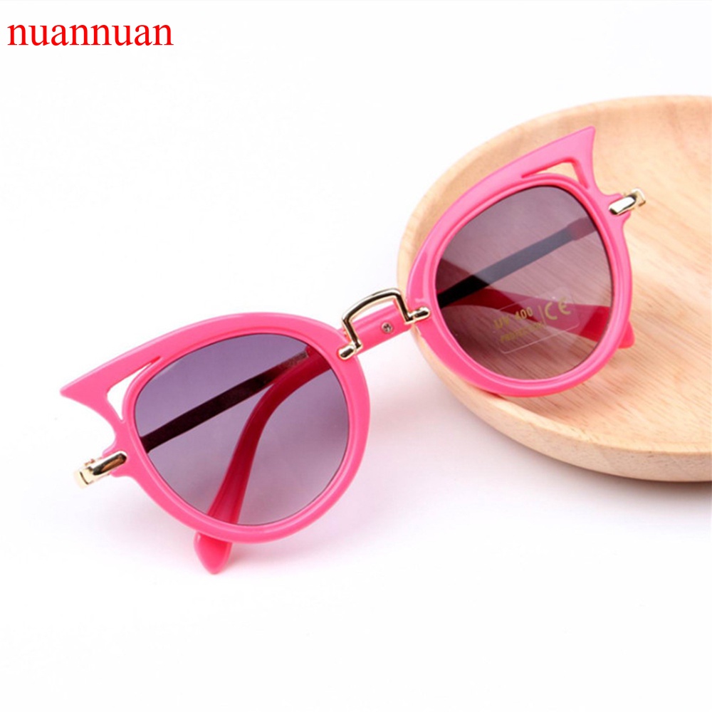 Kính Mát NUANNUAN Gọng Kim Loại Tròng Kính Hình Mèo Retro Cho Bé