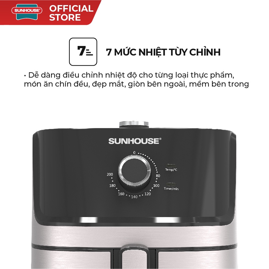 [Mã ELHADEV giảm 4% đơn 300K] Nồi Chiên Không Dầu 6L SUNHOUSE SHD4027