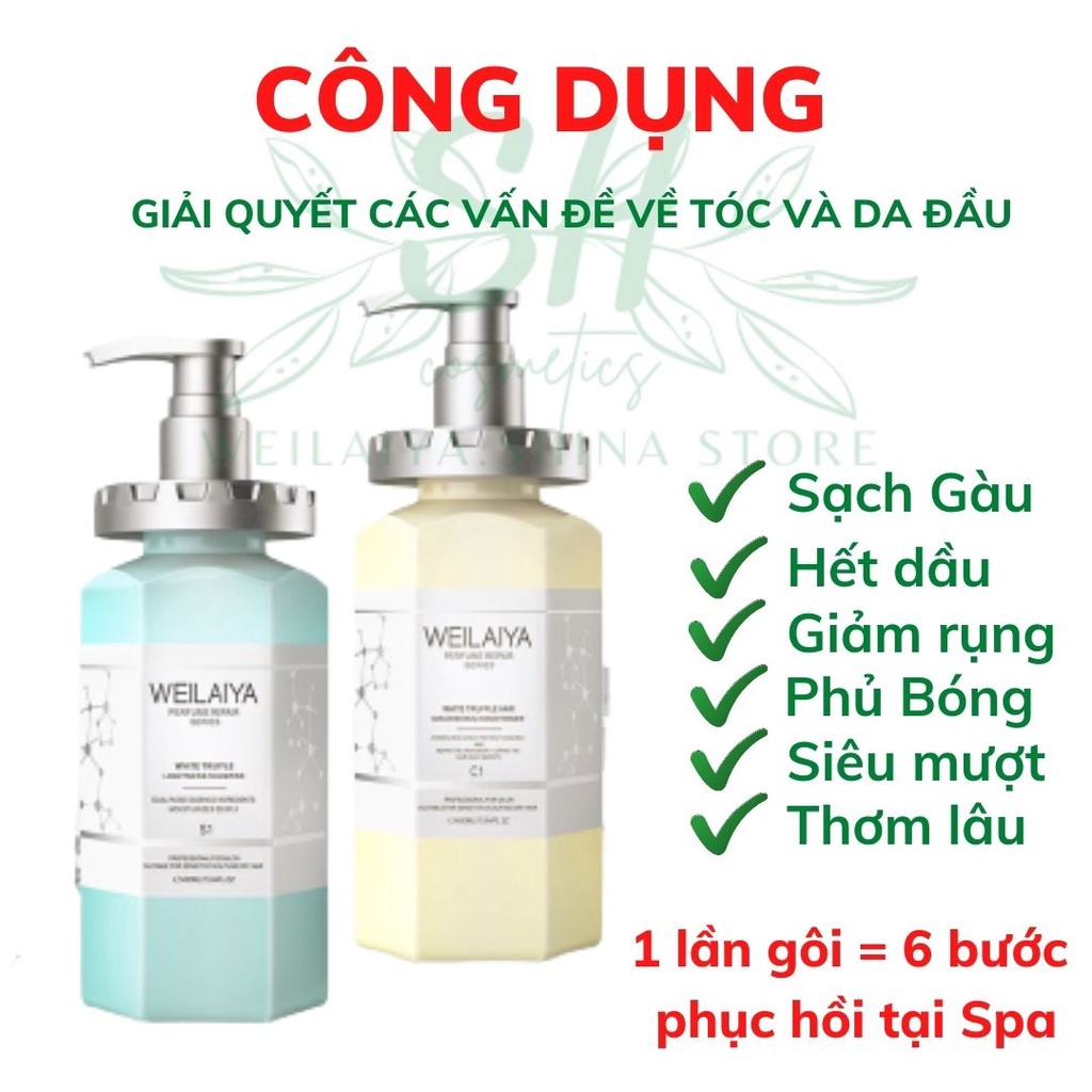 Dầu Gội Weilaiya MK06 Giảm Rụng Tóc Phục Hồi Tóc Hư Tổn,Tóc Dầu Khô Xơ Tẩy Nhuộm,Hết Gàu Bồng Bềnh Bóng Mươt