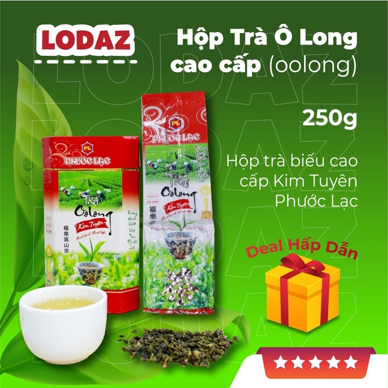 Hộp Trà ô long cao cấp (oolong) 250g - Hộp trà biếu cao cấp Kim Tuyên Phước Lạc