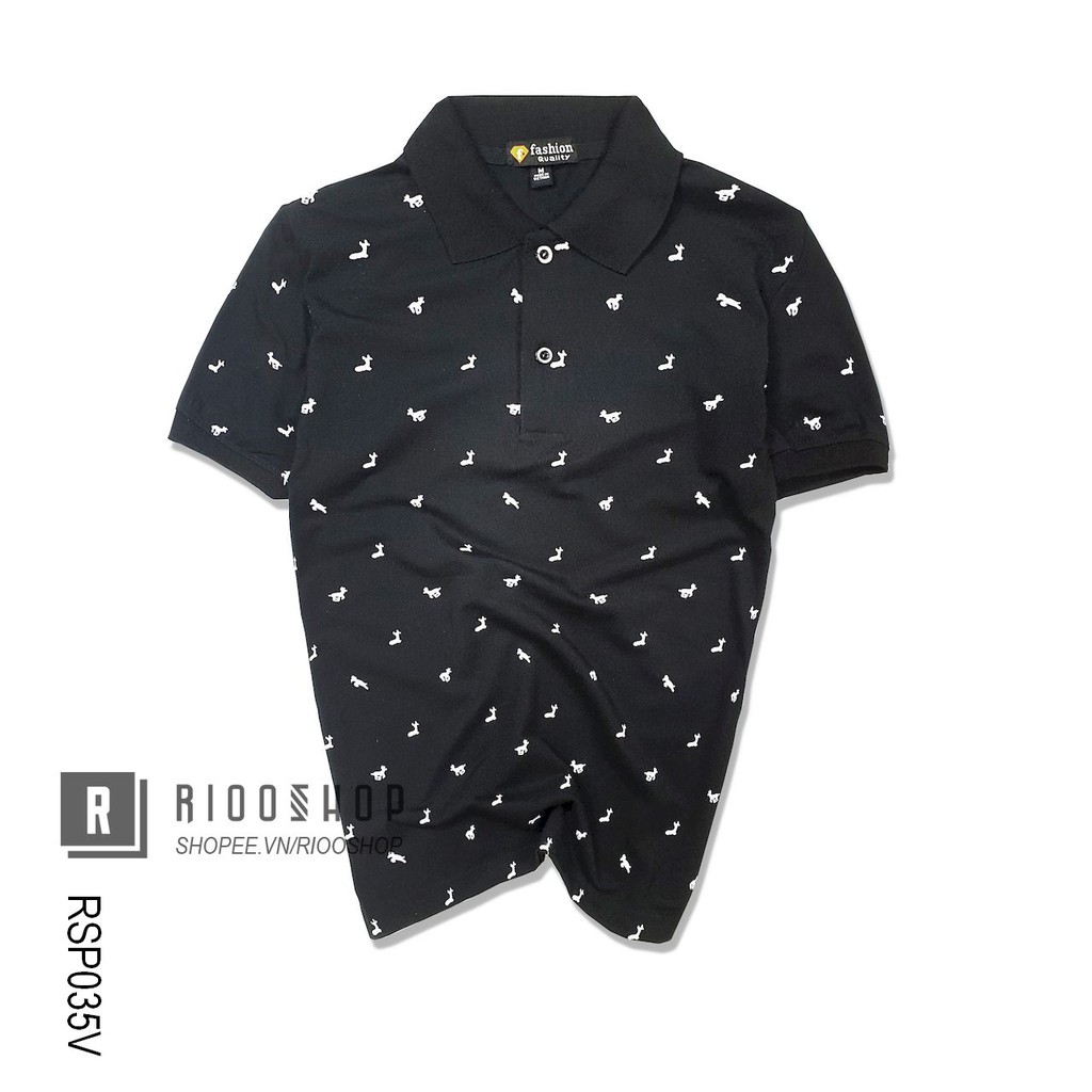Áo thun nam có cổ họa tiết deer cao cấp RSP035V - áo polo nam form rộng Riooshop | BigBuy360 - bigbuy360.vn