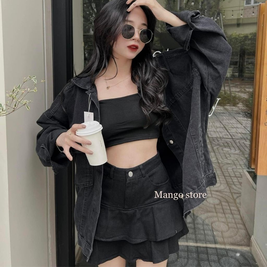 Áo khoác bò nữ form rộng Quảng Châu Hada, chất liệu jean đẹp - KH01
