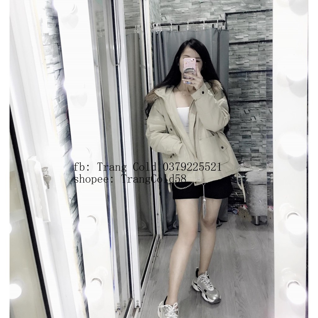 Áo Khoác kaki trần bông mũ lông siêu dày _ Hàng QC