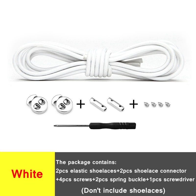 1 Cặp Dây Giày Co Giãn Có Khóa Kim Loại Không Cần Buộc Dùng Cho Người Lớn Và Trẻ Em