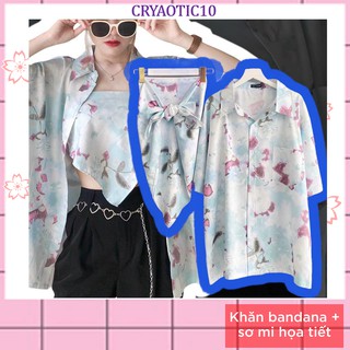 Set khăn bandana + sơ mi loang màu mùa hè tie dye cryaotic10