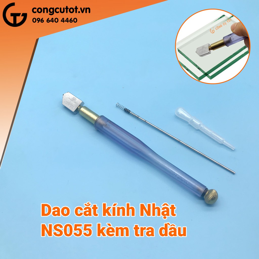 Dao cắt kính vỉ xanh NS055 kèm tra dầu