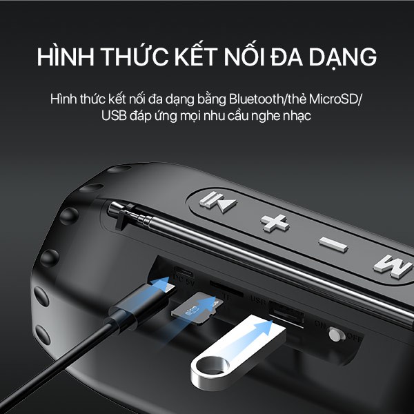 Loa Bluetooth ACOME A3 Công Suất 8W - Hỗ Trợ Kết Nối MicroSD USB Nghe FM - 1500mAh Playtime 8H