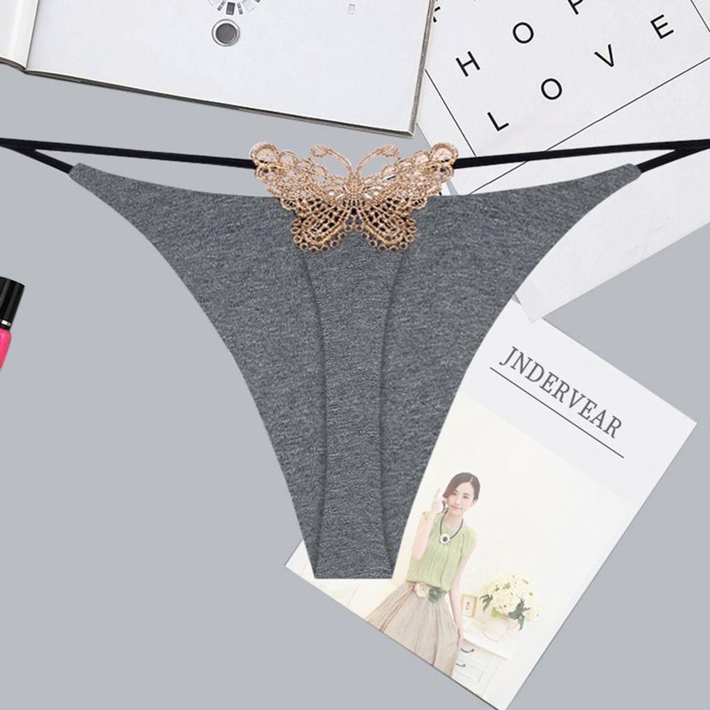 OCEANMAP Quần Lót Cotton Hai Lớp Không Đường May Lưng Thấp Thêu Họa Tiết Bướm Xinh Xắn Dành Cho Nữ