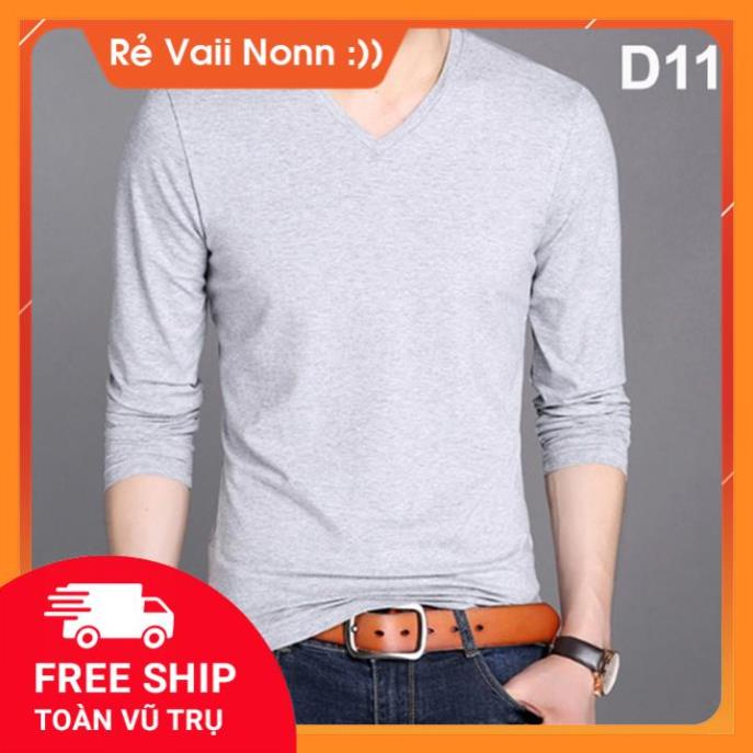 Áo thun nam tay dài cổ tim, chất cotton 4 chiều , áo dài tay nhiều màu dáng ôm thời trang