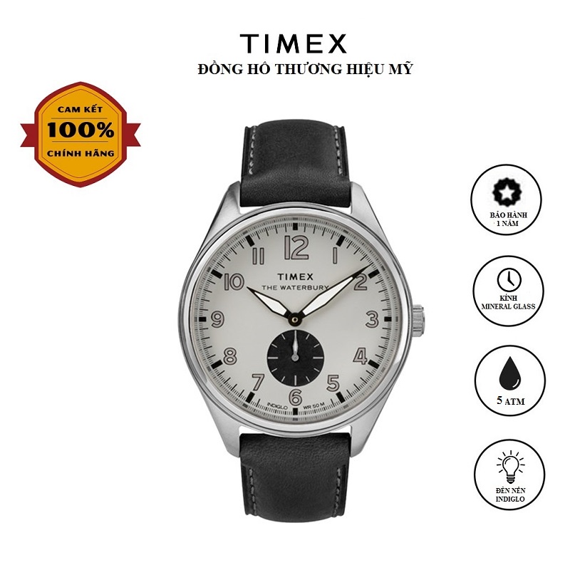 Đồng hồ Nam Timex Waterbury Traditional Sub Second 42mm - TW2R88900 Dây Da - Chính Hãng