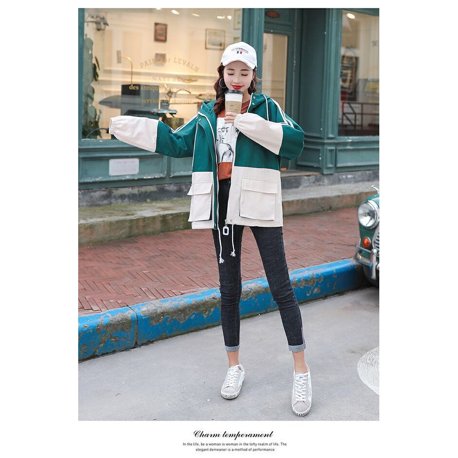 [HÀNG MỚI ] ÁOKHOÁC DÙ TÚI HÔP NỮ HÀN QUỐC THỜI TRANG TRẺ