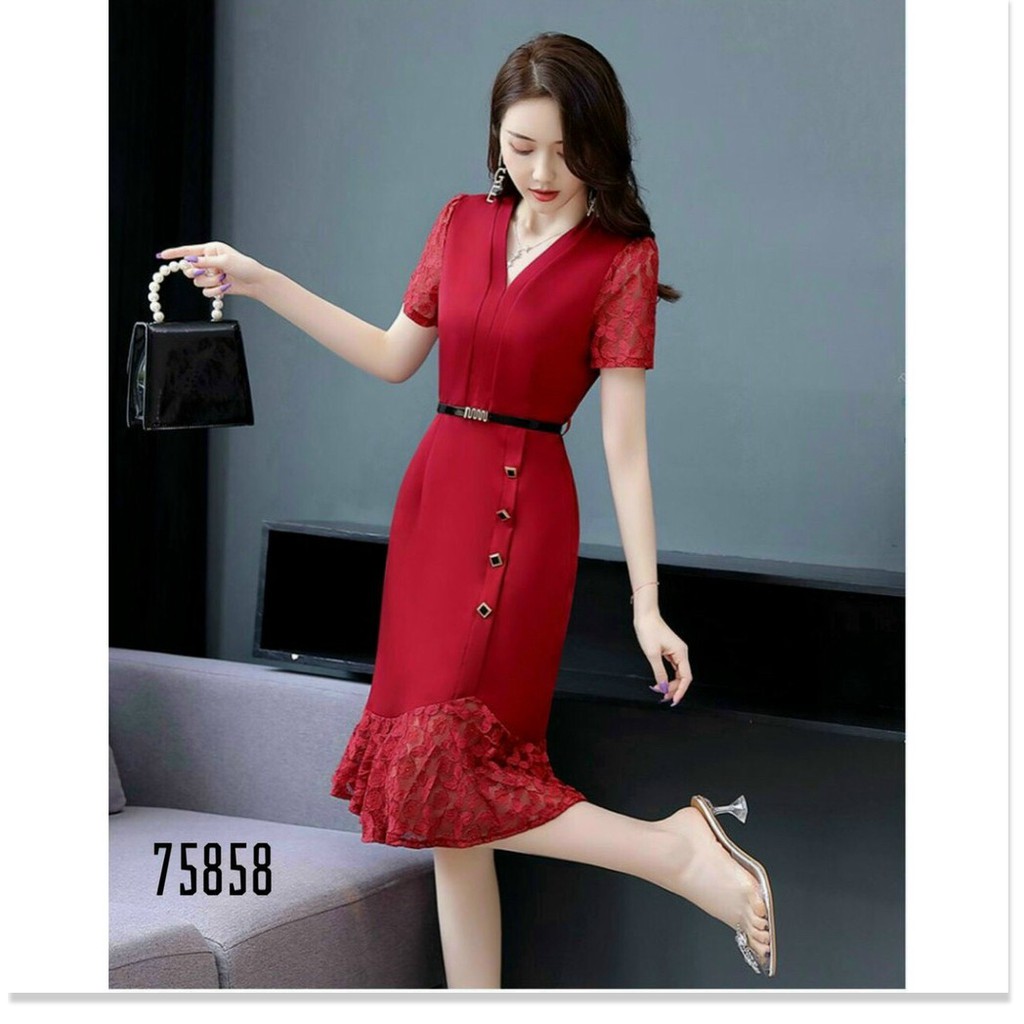 ĐẦM UMI TAY NGẮN,CỔ V,HỌA TIẾT TRƠN NHƯNG VÔ CÙNG SANG TRỌNG THỜI TRANG MỚI KME