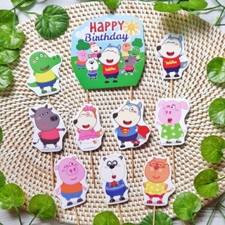 Cây cắm trang trí bánh kem hình nhân vật WOLFOO