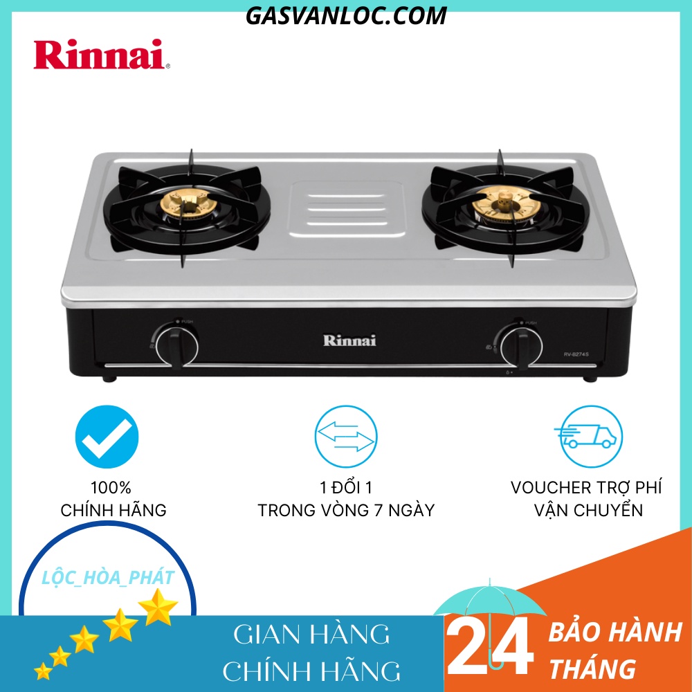 Bếp ga đôi Rinnai RV-B274SB - Ngọn lửa xanh - Tiết kiệm ga - Hàng chính hãng
