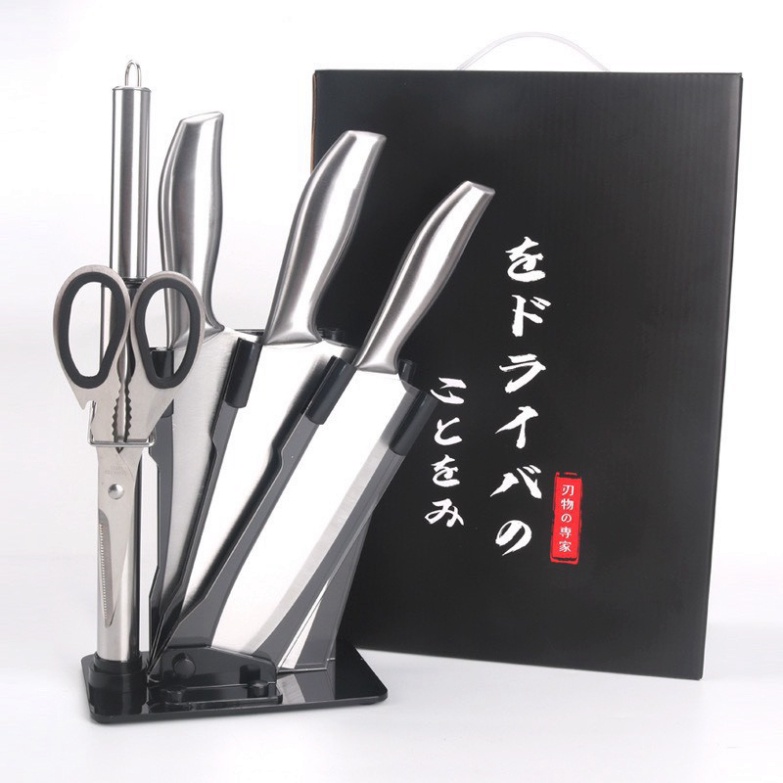 Bộ Dao Nhật Inox 6 Món Đúc Nguyên Khối Cao Cấp - Bộ làm bếp 6 món cao cấp đa năng inox chống gỉ siêu sắc bén siêu bền