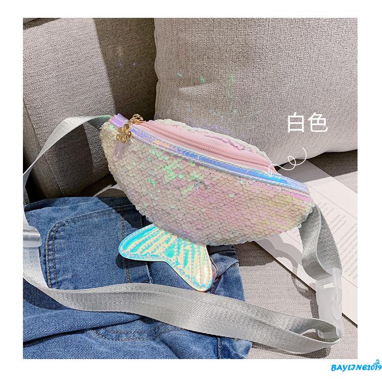 Túi đeo chéo trước ngực đính sequin lấp lánh dễ thương dành cho bé gái