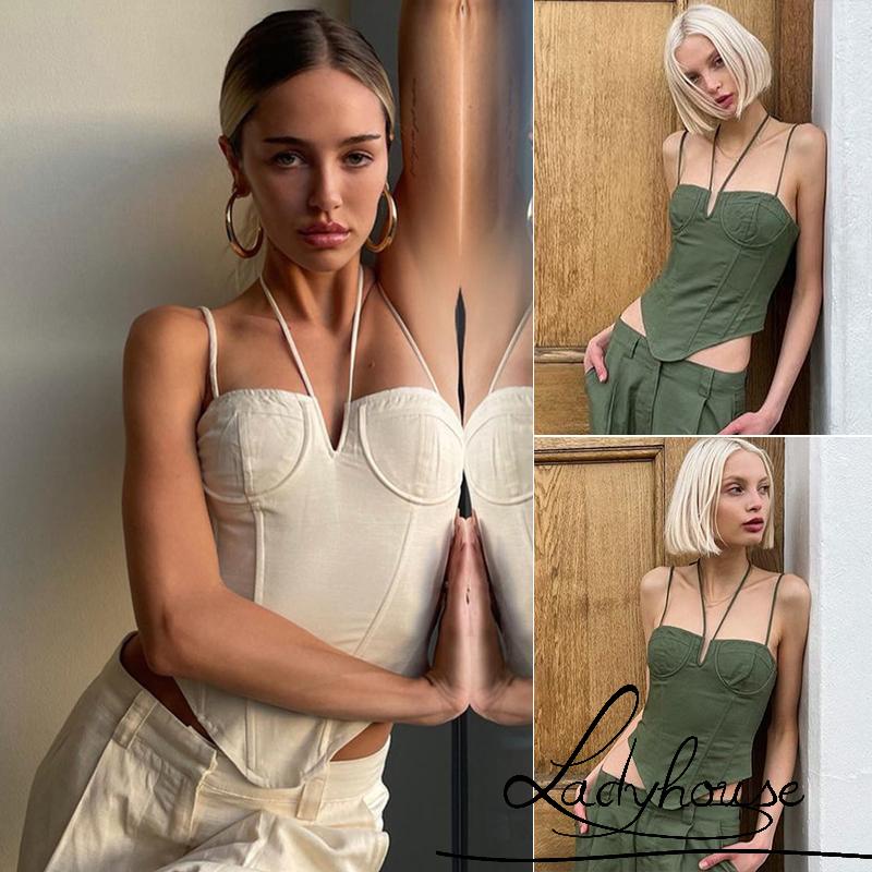 Áo Yếm Hai Dây Mỏng Màu Trơn Thời Trang Mùa Hè Cho Nữ