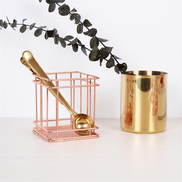 Rổ kim loại rosegold decor