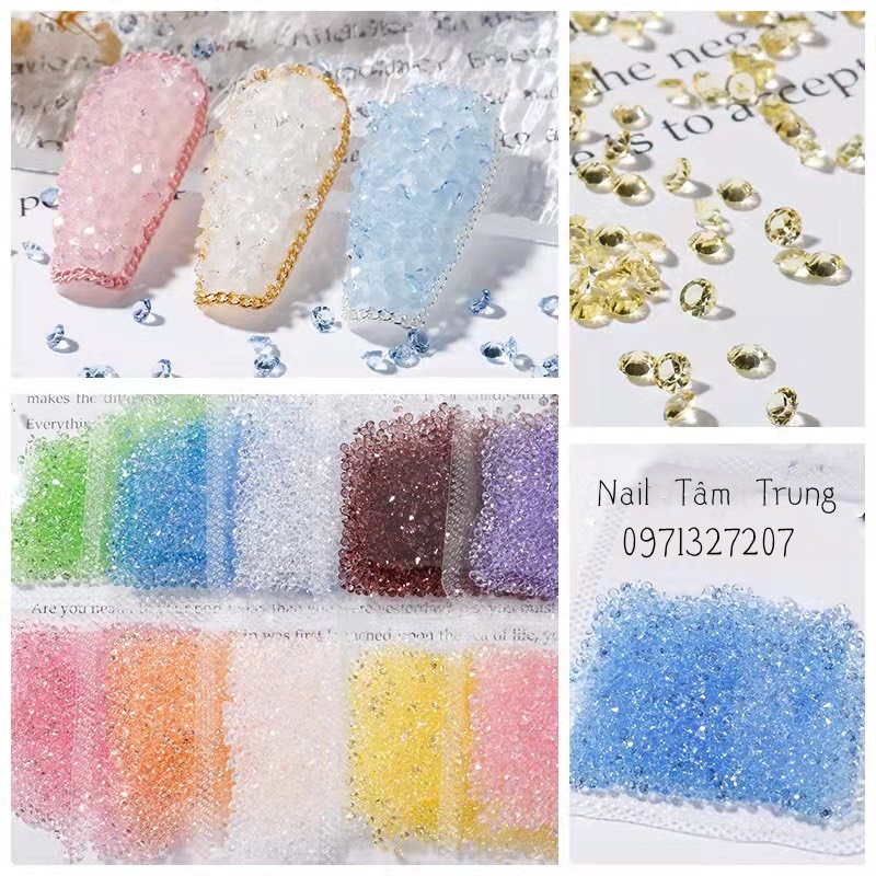 Đá rắc nail móng tay dạng viên trang trí móng loại sáng mới