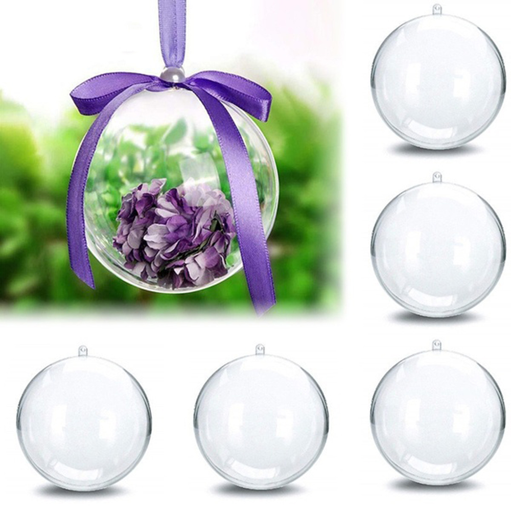 PEONY /5pcs Home Decor Candy Box DIY Gifts Christmas Tree Decoration Transparent Balls Hanging Ornaments Plastic Party Supplies Xmas Fillable