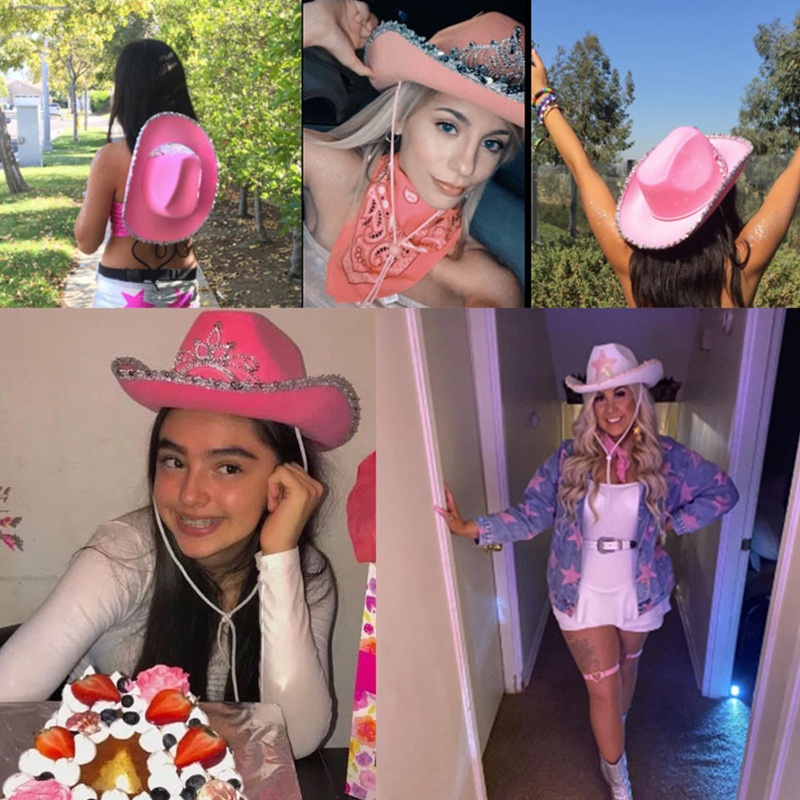 Mũ Cao Bồi Phương Tây Phối Lưới Dài Hợp Thời Trang Cho Nữ